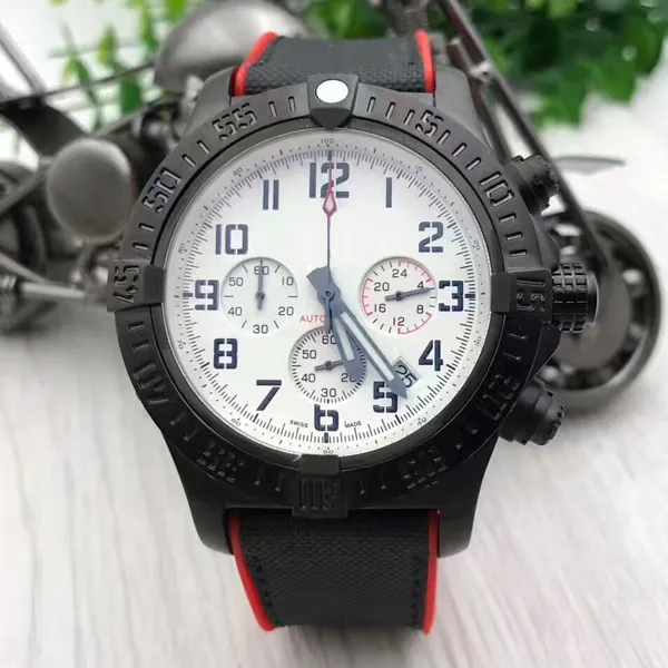 Mannelijke sport pilot klok heren super horloge quartz uurwerk stopwatch zwarte rubberen band en roestvrijstalen armband horloges 12 numbe251r