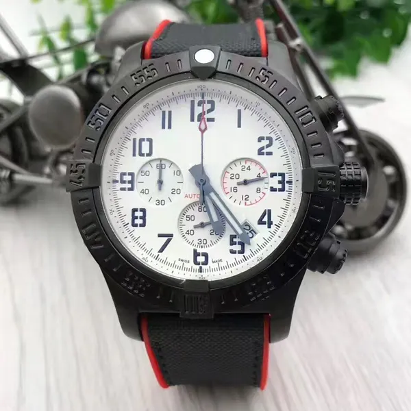 Montre pilote de sport pour hommes, Super montre, mouvement à quartz, chronomètre, bracelet en caoutchouc noir et bracelet en acier inoxydable, 12 numbe201A