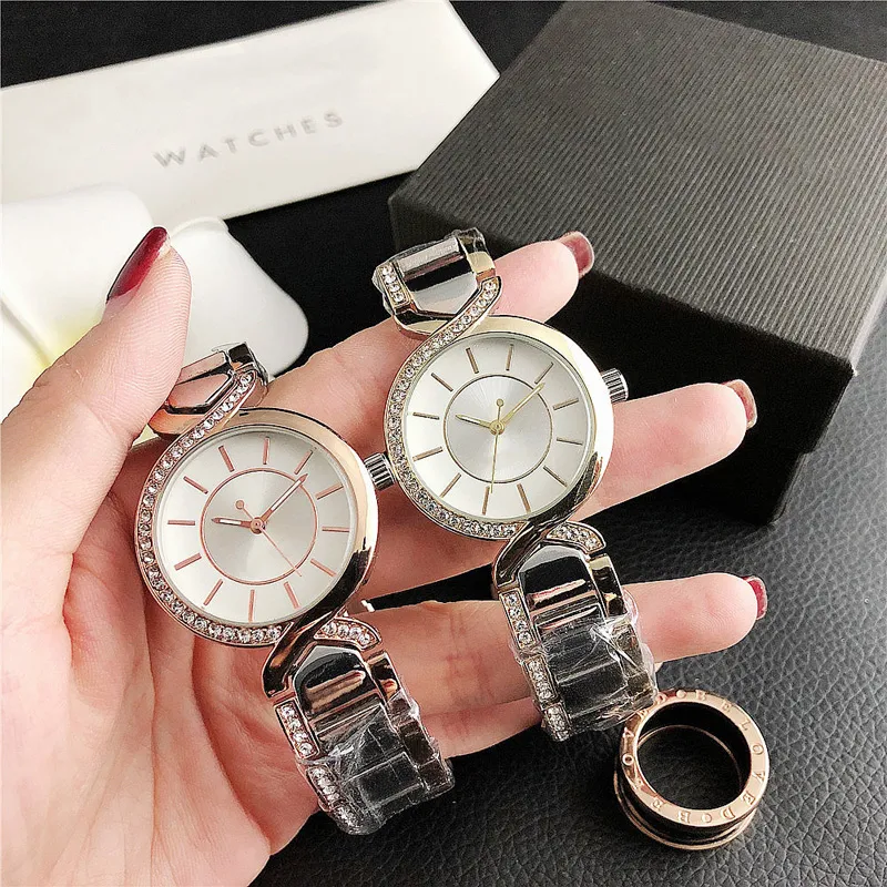 Модные брендовые наручные часы для женщин и девочек, кристаллический треугольный циферблат, стальной металлический ремешок, кварцевые часы GS 27238M