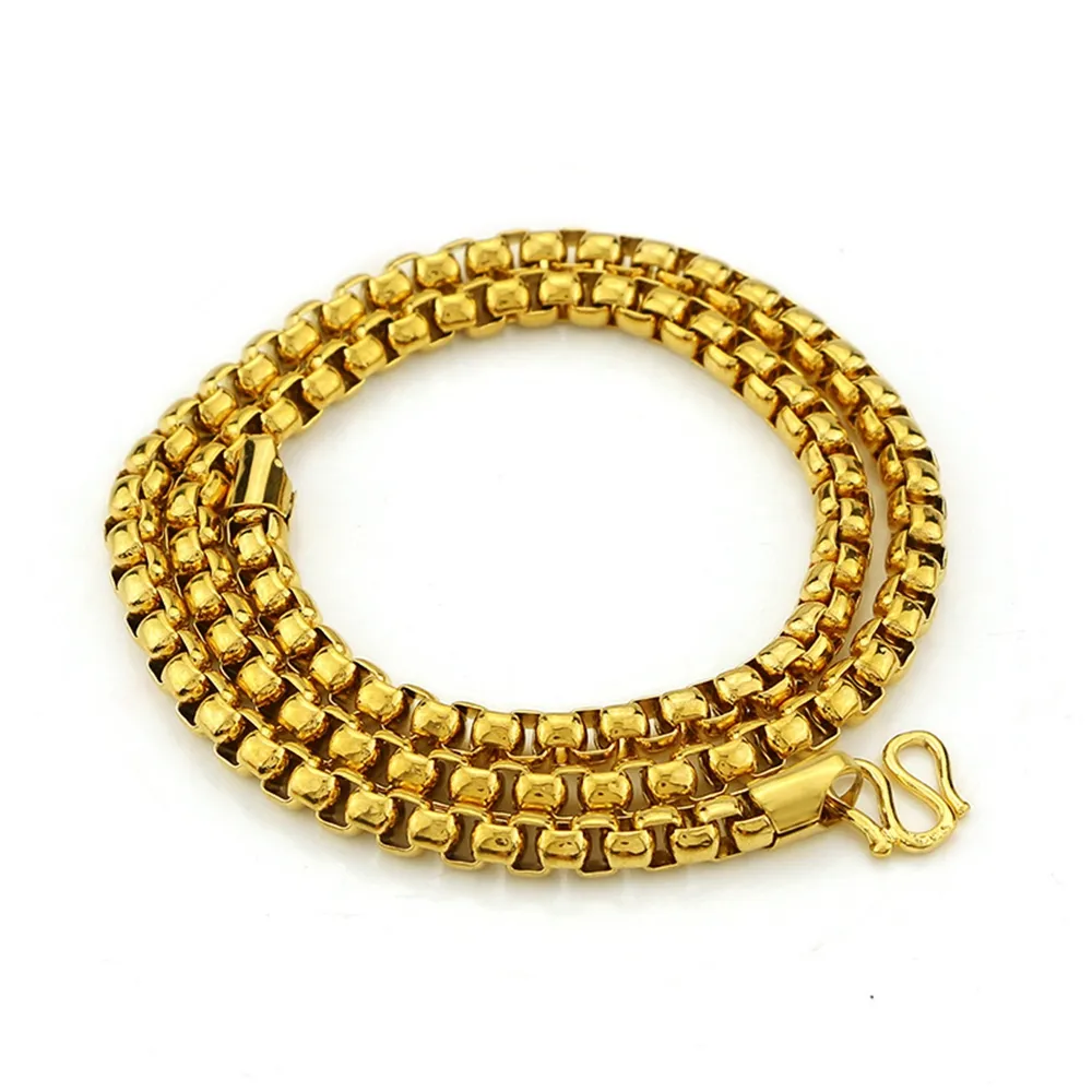 24 Длинные властные мужские цепочки-коробки из желтого золота 18 карат, мужское ожерелье в стиле хип-хоп, широкая цепочка 8 мм, подарок на день рождения246P