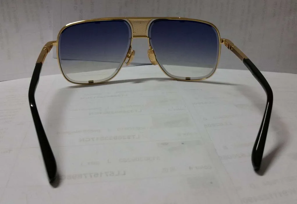Mężczyźni Pilot Square Okulary przeciwsłoneczne Czarne złoto szaro gradientowe soczewki 2087 Glass Glass Męskie okulary przeciwsłoneczne okulary okulary Nowe z pudełkiem323y