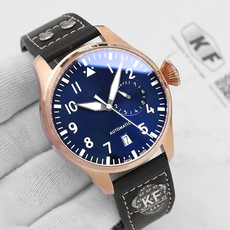 Luxury Rose Gold Mens 2813 Mekanisk automatisk rörelse Fashion Watch Men's Designer Power Recerve Big Pilot Watches Wristwa315K