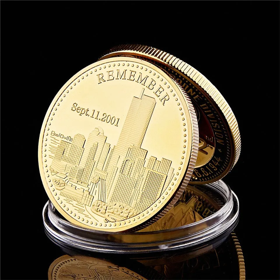 5st 2001911 Kom ihåg attacker Staty of Liberty Craft US Heroes Goodness Metal Value Gold Plated Coin6196346