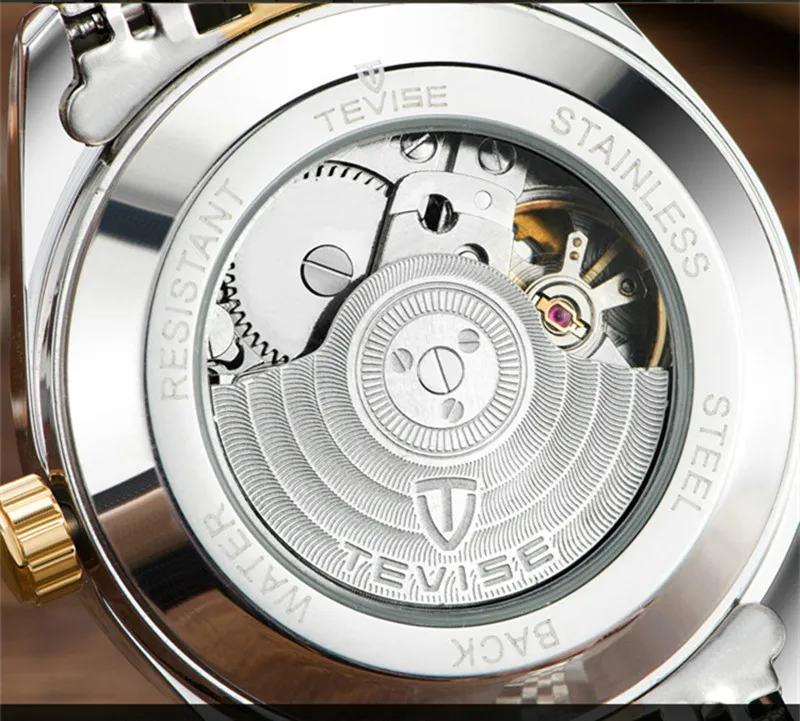 TEVISE Herren Uhren Männer Automatische Mechanische Uhr Selbst Wind Edelstahl Business Military Armbanduhr Relogio Masculino303C