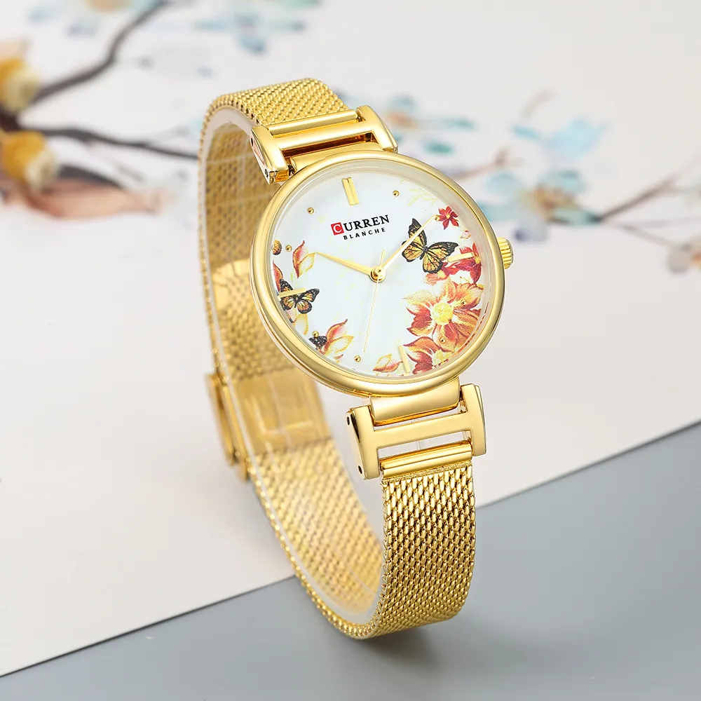 Curren en acier inoxydable Femmes Mode Top Brand Quartz Dames Wristwatch Bayan Kol Saati 9053 Clock Femme Beautiful Gift272n