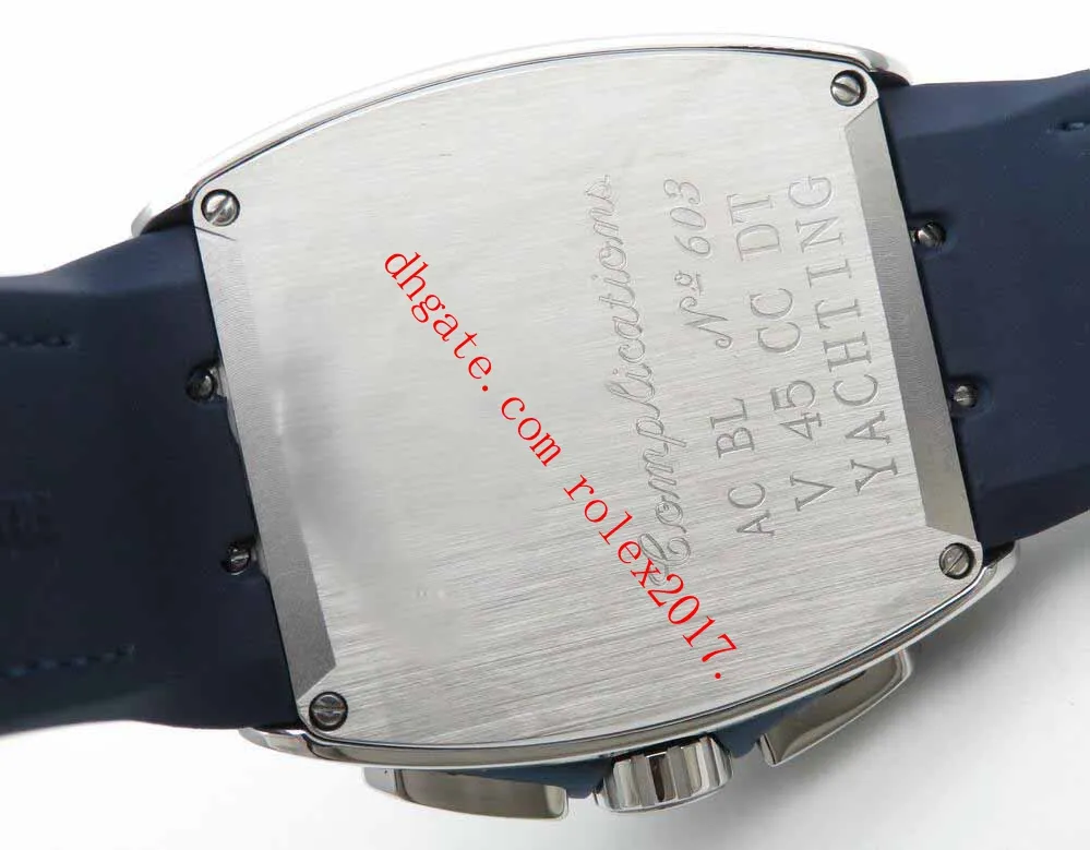 Herrprodukter Vanguard 44mm Titta 7750 VALJOUX Automatisk rörelse med funktionell kronografklocka Blue Dial Explodered numer265U