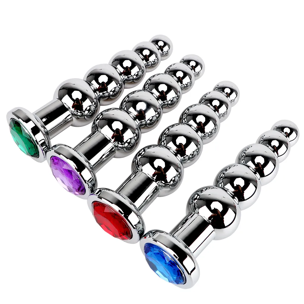 IKOKY Stainless Steel Prostate Massage Butt Plug Heavy Anus Beads with 5 Balls Sex Toys for Men and Women Gay Metal Anal Plugs Y18110402