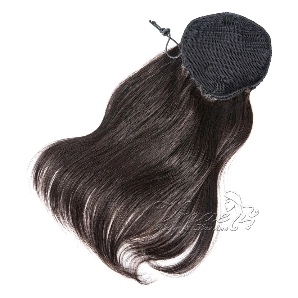 Indian 14 to 26 inch 100g 120g Natural Black Straight Weave Body Wave Drawstring Ponytail Virgin Hair Extension