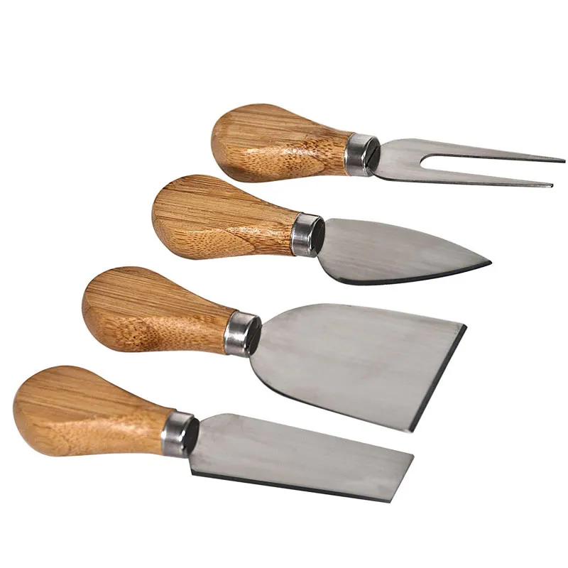 Set di taglieri formaggi in bambù con posate in un cassetto estraibile, inclusi 4 coltelli in acciaio inossidabile e utensili da portata3300