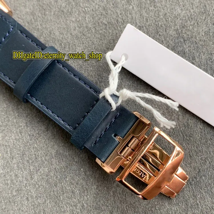 MG Top Version Reverso Flip On Båda sidor Dual Time Zone 398258J Blue Dial Cal 854a 2 Mekanisk handvindande herrklockdesigner 242E