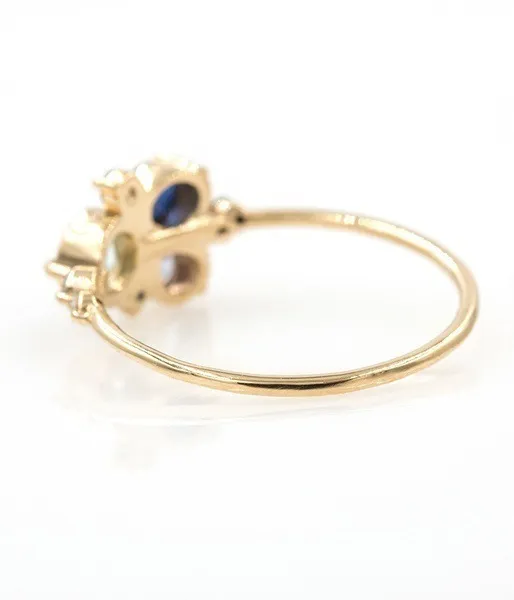 Omhxzj hele Europese drie stenen ringen mode vrouw meisjes feestje bruiloft cadeau slank goud blauw zirkon 18kt geelgouden ring set 1061791