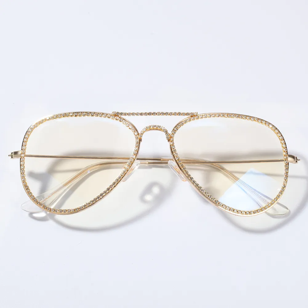 Diamond Glasses Diamond Jewelry Cubic Zirconia Fashion Hip Hop Glasses Silver Guldlegering Material Normal Mirror2812