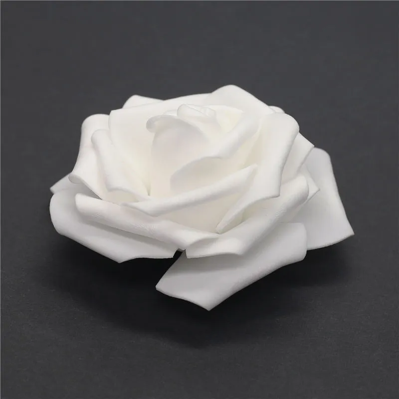 -White Pe Foam Rose Flower Head Sztuczna róża do domu dekoracyjne wieńce kwiatowe przyjęcie weselne dekoracja 237i