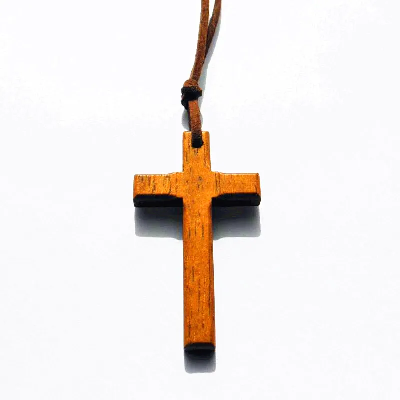 Vintage hölzerne Kreuz Anhänger Halskette Frauen Christus Jesus Kreuz Pullover Kette Männer handgemachte Schnitzerei stilvoll 253b