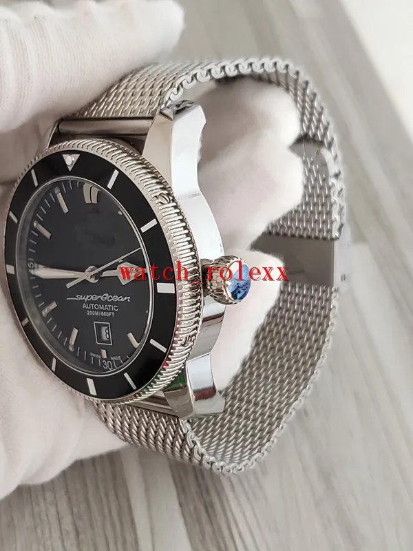 Luxry Super Ocean Heritage 46 -мм A1732124 BA61 154A Black Dial Japan Miyota Автоматические мужские часы для часа керамическая рамка из нержавеющей стали 238H