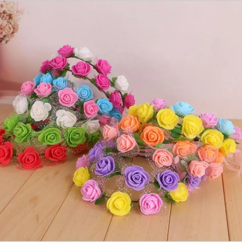 / fleur artificielle 15 couleurs PE dentelle mousse rose bouquet pour mariage décoration de la maison bricolage couronne coiffure cadeau box347P