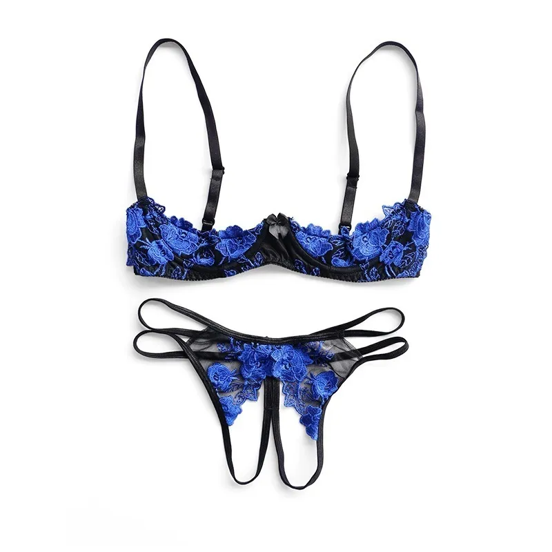 Sexy roupa interior floral transparente fino copo aberto sutiã breve conjunto senhoras tentação sexy eylash rendas miçangas lingerie conjuntos s7034173440