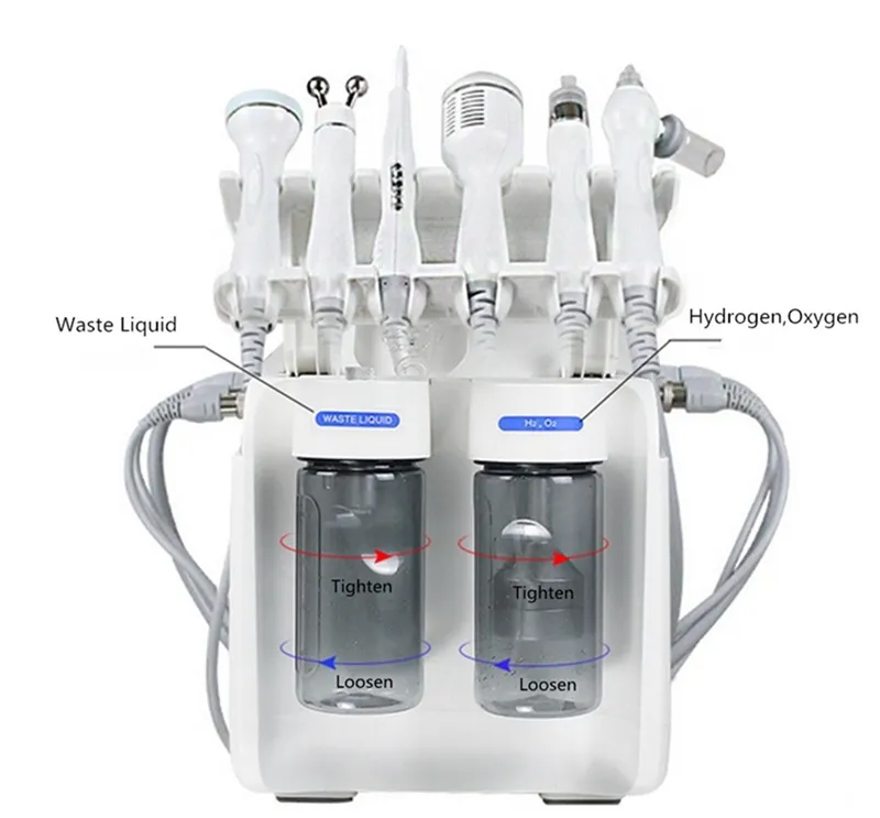 6in1 H2-O2 Hydra Dermabrasion Aqua Peel RF Bio-lifting SpaHydro Water Microdermabrasion Facial Machine Cold Hammer Oxygen Spray