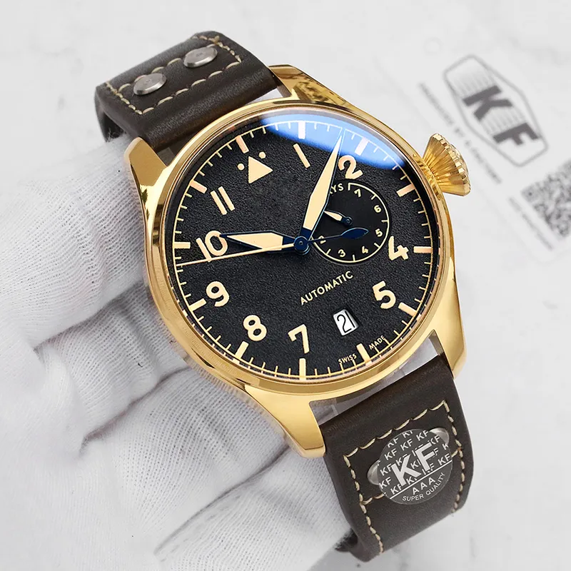 Luxury Rose Gold Mens 2813 Mouvement mécanique Automatique Mouvement Fashion Watch Men's Designer Power Reserve Big Pilot Watches Wristwa270d