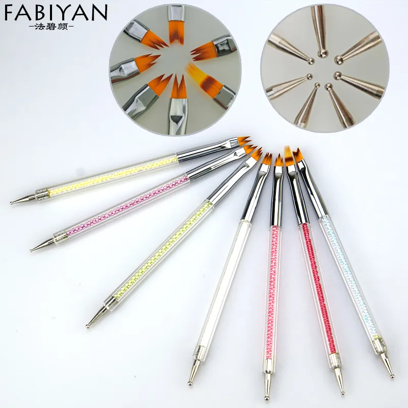 Double Head French Nail Art Brush Dotting Pen Beads Dot Flowers Painting Drawing Gradient Petal Serrated Tools Manicure