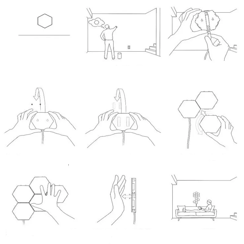白いDIY量子ランプタッチセンサー壁ランプLEDヘキサゴンライト磁気モジュラーナイトライトクリエイティブライト257L