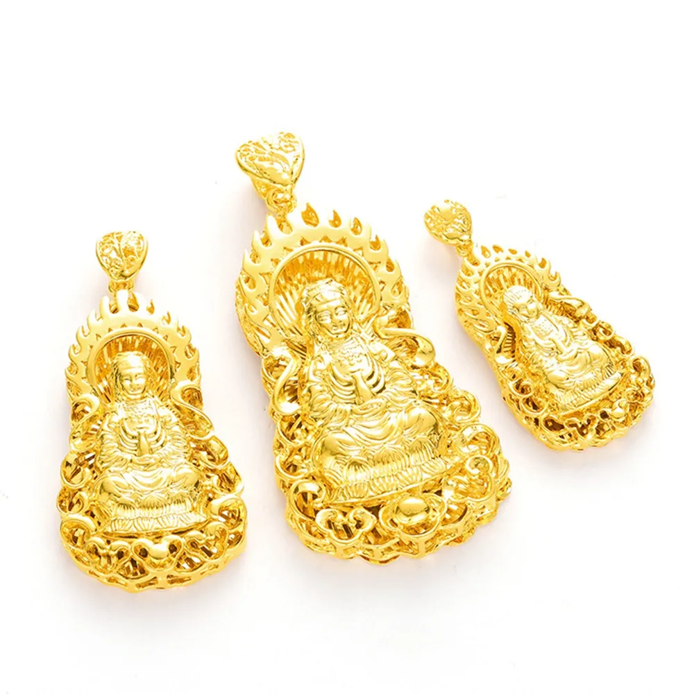 Collana vintage con credenze buddiste con pendente Buddha riempito in oro giallo 18 carati gioielli classici da donna e uomo277g