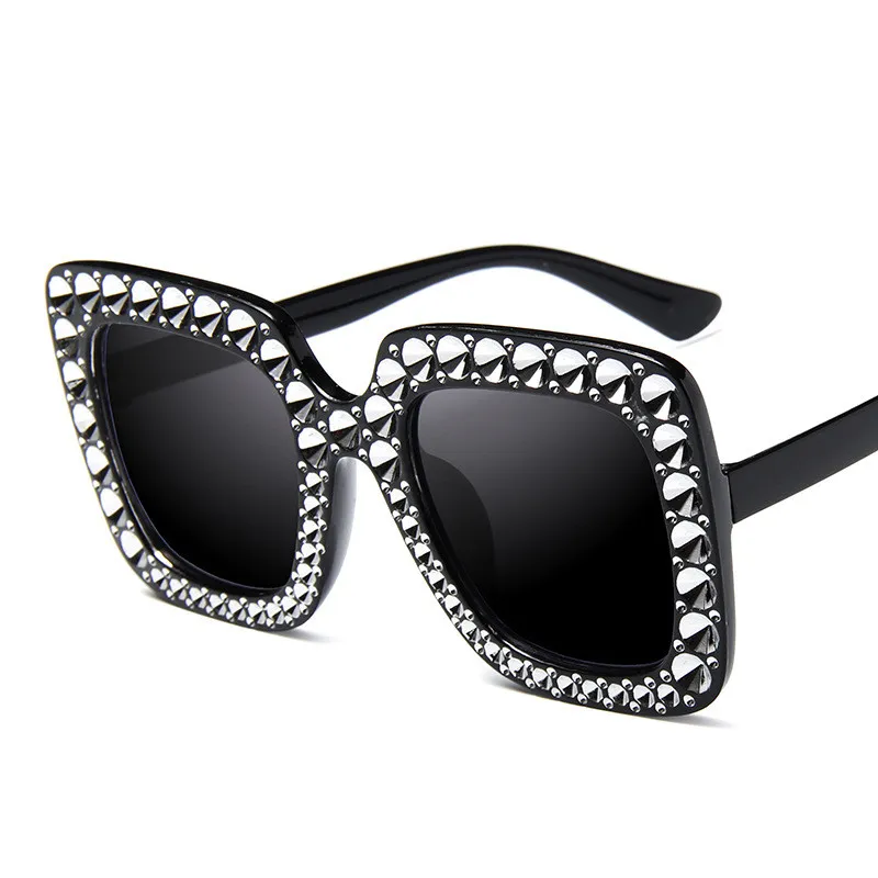 Glänzende Diamant Sonnenbrille Frauen Marke Design-Flash-Quadrat Shades Weibliche Spiegel Sonnenbrille Oculos Lunette Bling Rhinestone265S