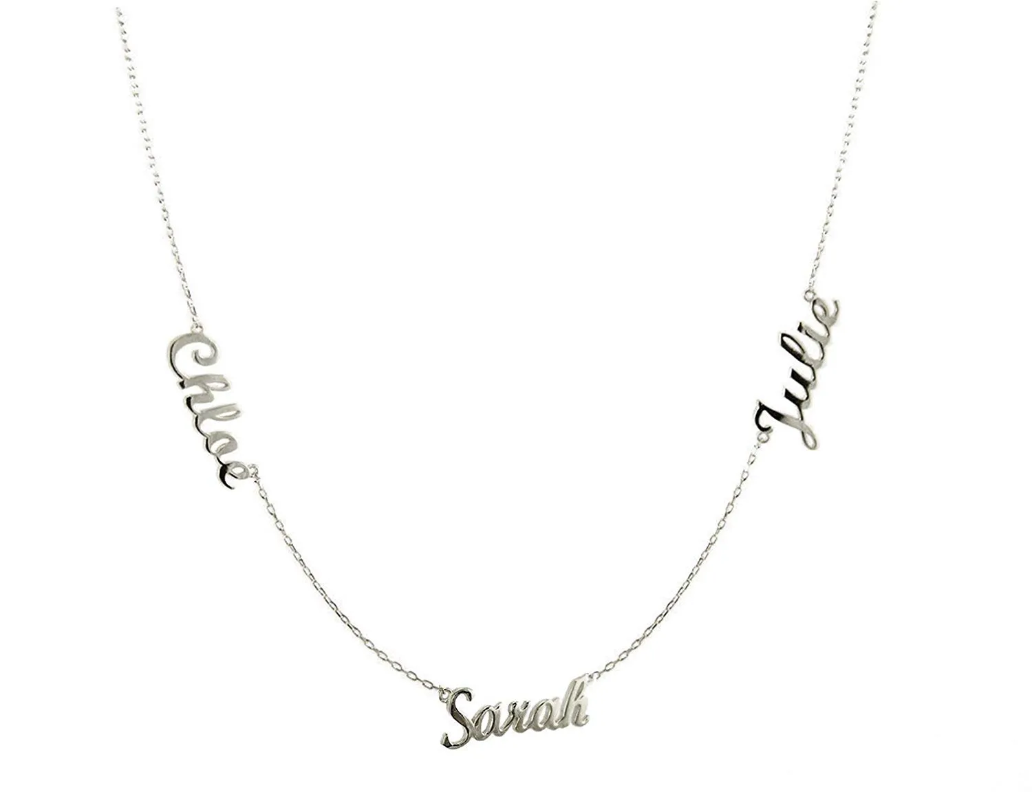 Collana con tre nomi personalizzata personalizzata riempita impilata donne e girocolli in argento sterling ragazza regalo di gioielli