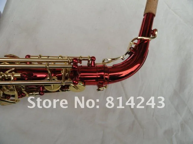 OVES Alto Eb Tune Saxophon, hochwertige Messing-Musikinstrumente, einzigartiger großer roter Korpus, Goldlack-Knopf, Studenten-Saxophon mit Koffer