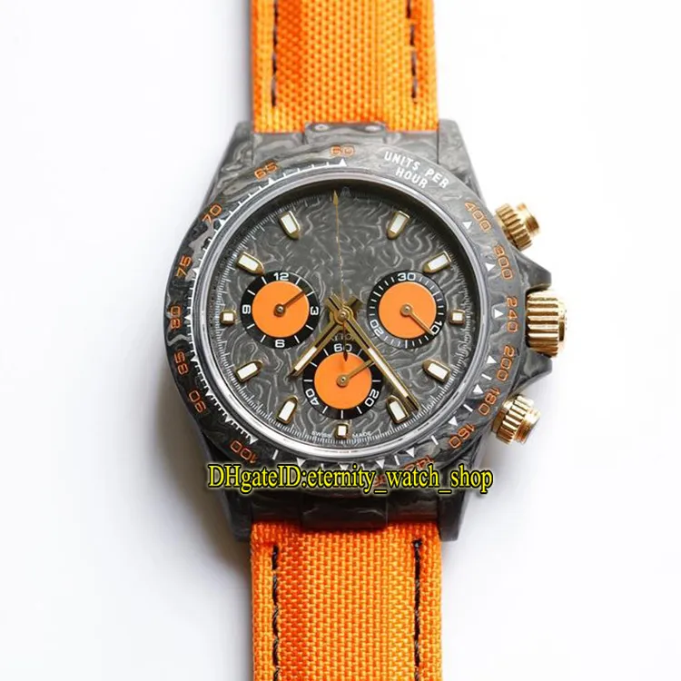 Refit-Version 116520 116500 Kohlefasergehäuse Oranges Zifferblatt ETA 7750 Chronograph Automatik 78590 Herrenuhren Saphir Stoppuhr Spo2618