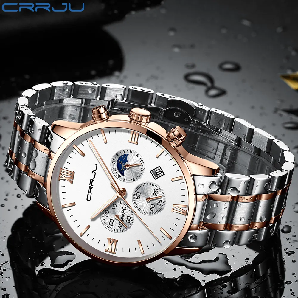 Uhren Uhr Männer CRRJU Mode Sport Quarzuhr Herren Uhren Top Brand Luxury Business Wasserdichte Uhr horloges mannen216H