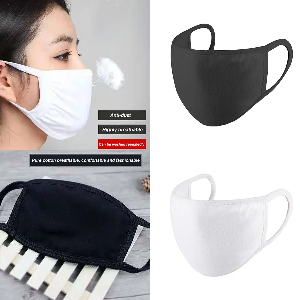 Masques noirs unisexes lavables, confortables, en coton doux, anti-poussière, réutilisables, couvre-bouche, 5424278