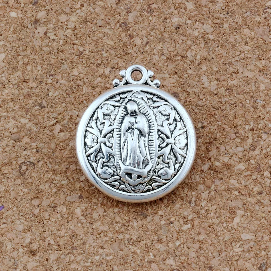 çok antika gümüş bakire Meryem cazibesi takı için takı yapım bilezik kolye bulguları 21x24mm A-481282A