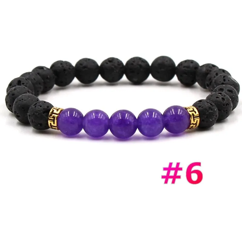 7 Chakra Bracciale Uomo Wome Lava Rock Aromaterapia Diffusore di olio essenziale Bracciale intrecciato Pietra naturale Yoga Perline Bracciali DLH387