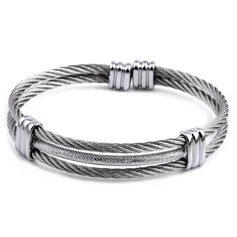 Modyle nova chegada linha de fio primavera colorido pulseira aço titânio estiramento pulseiras cabo aço inoxidável para women299h
