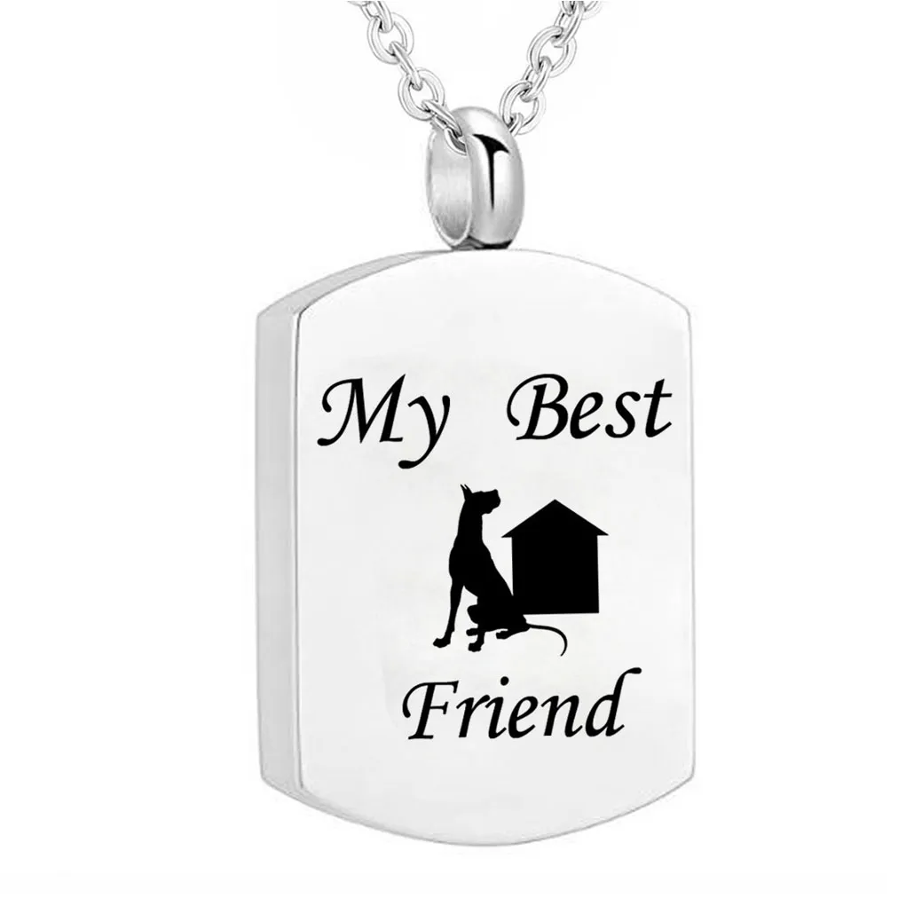 Cremation Jewelry Stainless Steel Dog Urn Pendant Necklace Memorial Ash Keepsake Charm Pet Ashes Necklace Jewelry272y