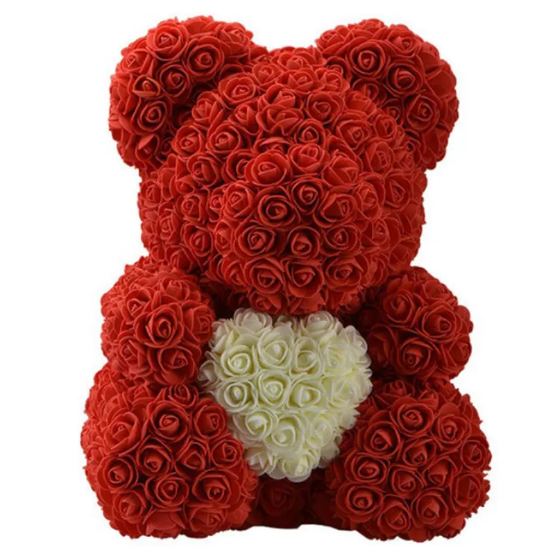 2019 Drop 40cm Soap Foam Rose Teddy Bear Flower Flower في صندوق هدايا لصديقته نساء عيد الحب هدايا يوم الأم 256U