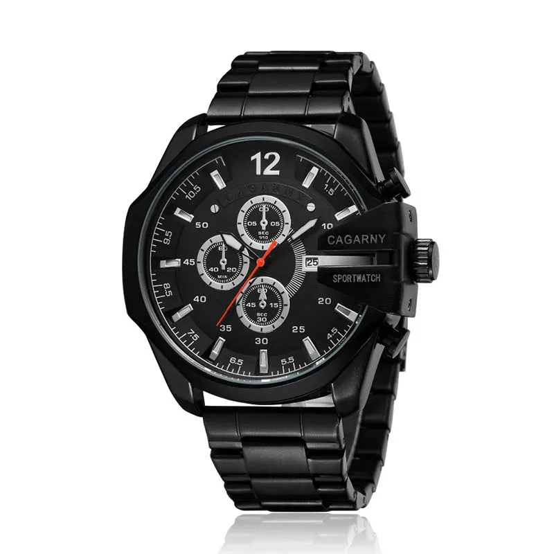 Orologio analogico al quarzo da uomo Cagarny orologio sportivo di moda impermeabile nero inossidabile orologi maschili orologio Relogio Masculin268U