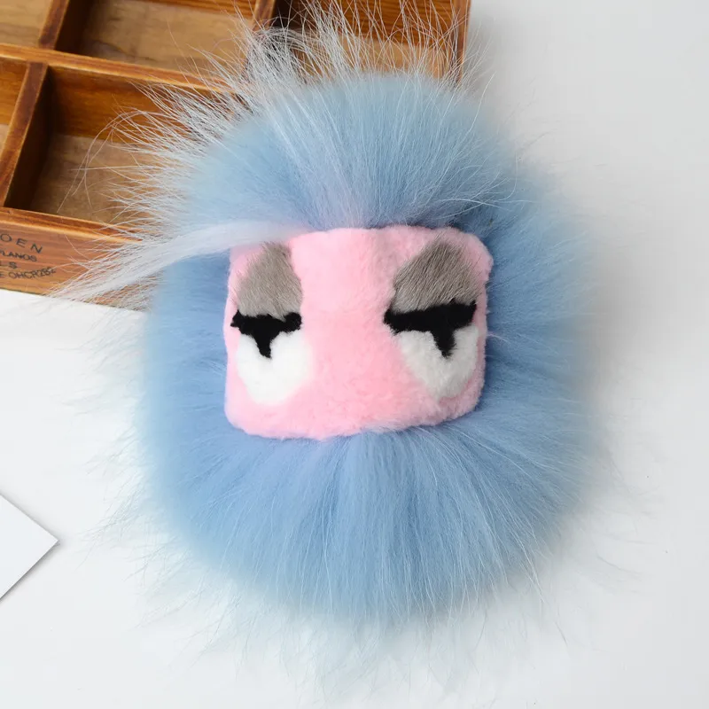 New Fashion trendy luxury designer cute lovely hand made fur little moster cartoon handbag charm car keychains298Y