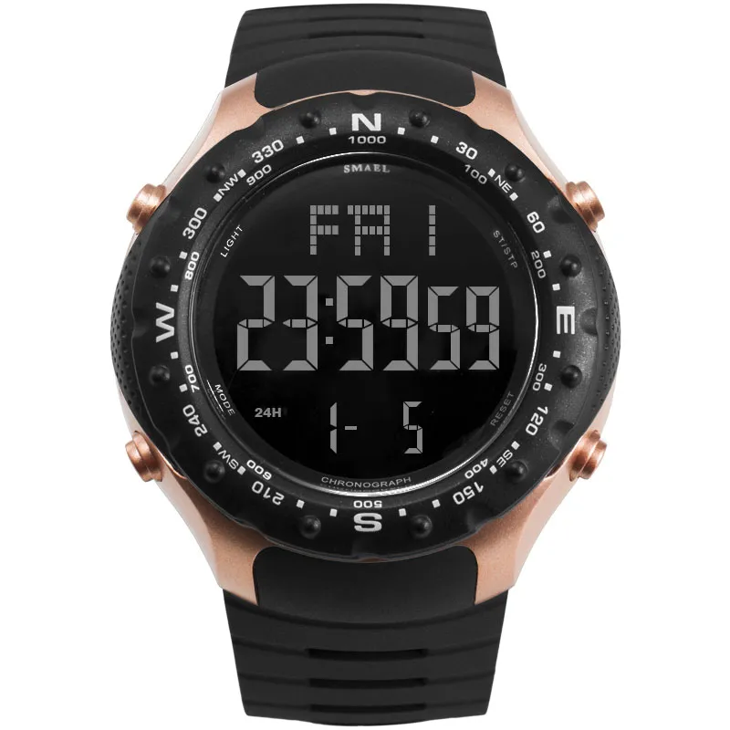 Sportuhr für Herren, 5 Bar wasserdicht, SMAEL-Uhr, S THOCK Resist, Cool Big Herrenuhren, Sport, Militär, 1342, LED, digital, Wrsitwatches206I