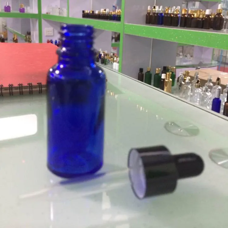 Glassolperflaschen 30 ml 5ml 10 ml 15 ml 50 ml E-Liquid Ejuice Flaschen ätherische Öl Glasblau Flasche mit kindlicher Rubbe294o