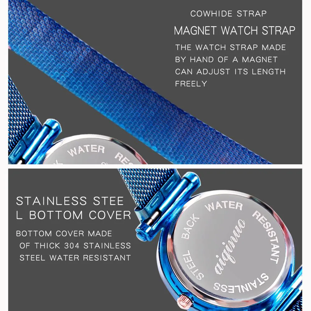 Panars Fashion Luxury Women's Quartz Watchs Magnet Strap Starry Femme Business Casual Quartz Wristwatch Ladies New Blue2886