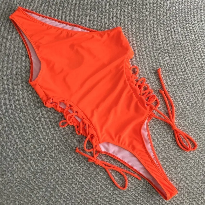 neon Swim Suit One Piece Swimsuit Bathing Suit Women Swimwear Monokini 2019 Swimming Suit Pin Up bandage Swim Wear6813940