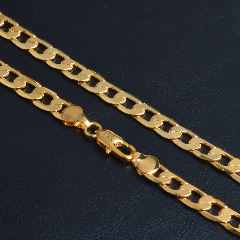 OMHXZJ catene di personalità intera moda ol donna girl regalo regalo oro oro 6mm catena figaro 18kt oro nella catena della catena NC1536834614