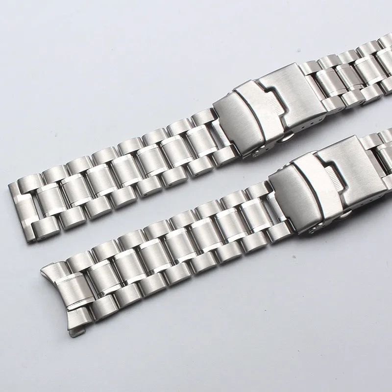 Silver rostfritt stål Watchbands Armband 18mm 20mm 22mm Solid Metal Watch Band Men Strap Accessories320a