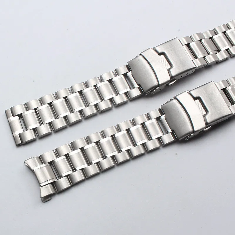 Silver Stainless Steel Watchbands Bracelet 18mm 20mm 22mm Solid Metal Watch Band Men Strap Accessories233Q