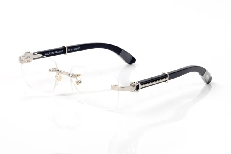 Más nuevo nuevo deporte de moda Semi Rimless Gafas de espejo liso de madera Gafas de sol búfalo de búfalo para hombres lunettes gafas con origina259k