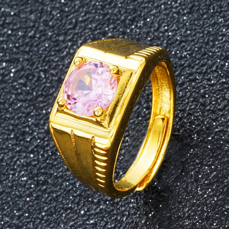 Wietnam Aluwialny Złoty Diament Gemstone Otwarte Pierścień Kobiet Plated 24K Gold Męskie Cyrkon Ring Ring Transgraniczne Modele Odzież damska Odzież