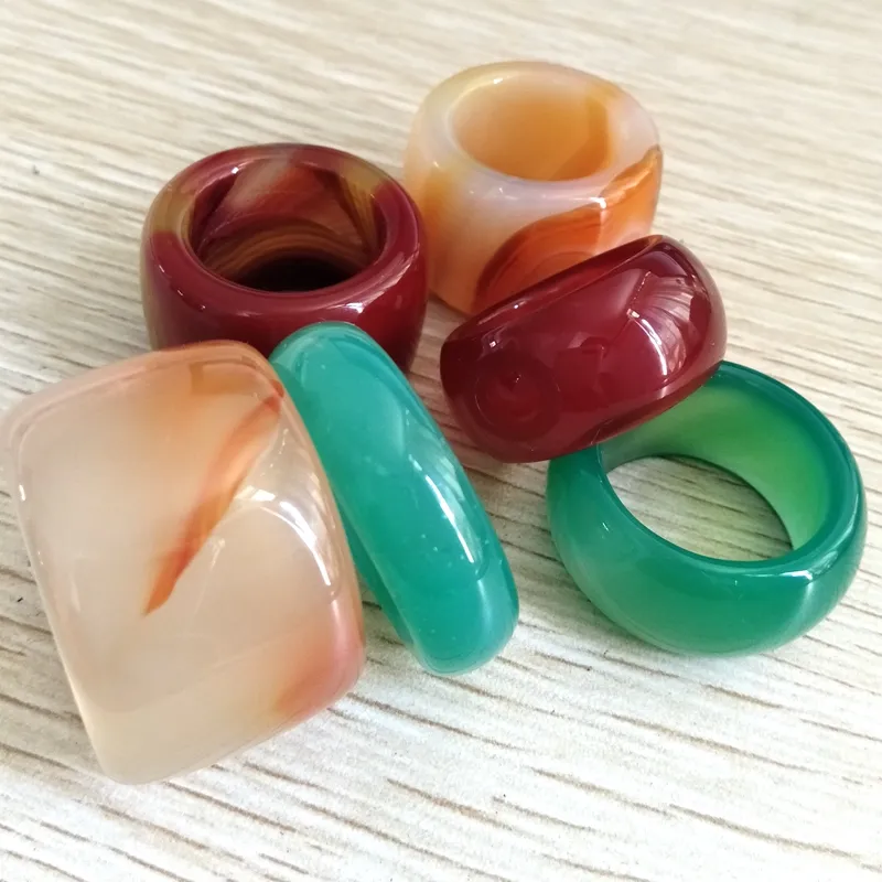 10st Natural A Jadeit Ring Agate Exquisite Thumb Ring Us Size 8-14 Blanda hela mens vintage lyx eleganta ringar unika J303G