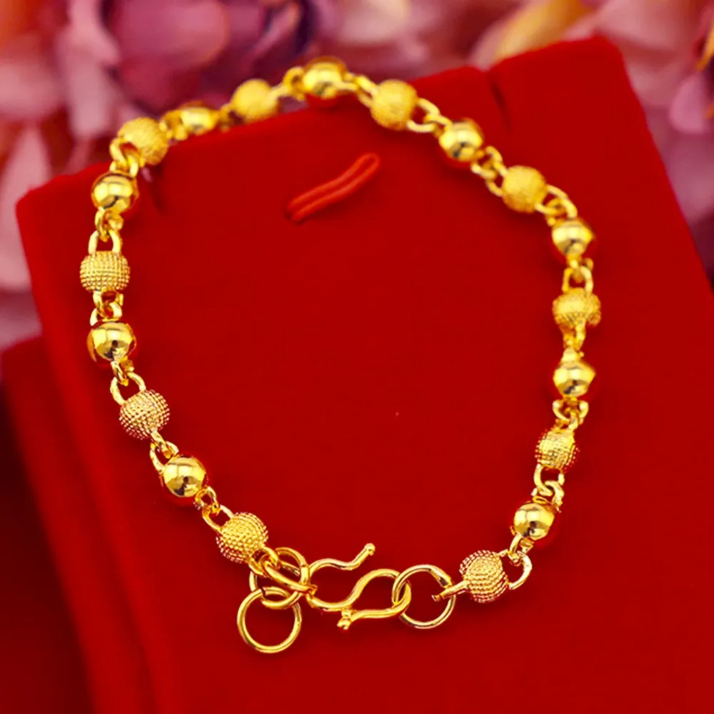 Wrist Chain Bracelet link Beads 18K Yellow Gold Filled Fashion Womens Mens Bracelet Chain Classic Style Gift208a
